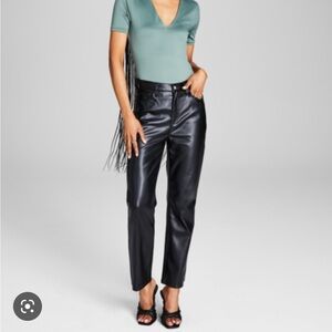 And Now This Macy’s High Rise Black Faux Leather Pants Size 10
